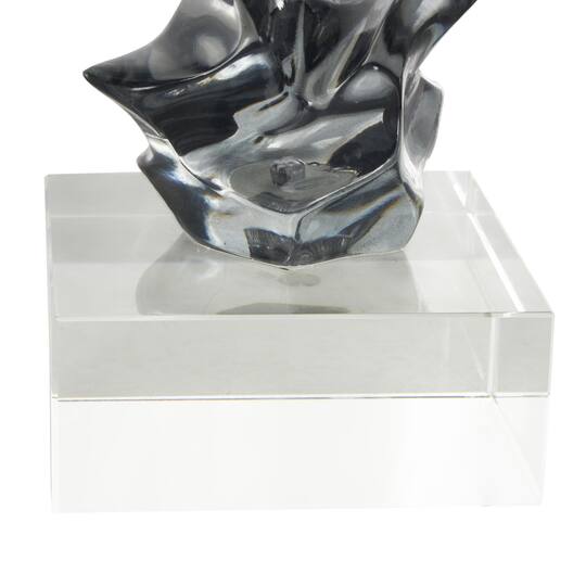 18" Clear Glass Handmade Freeform Sculpture with Clear Square Base